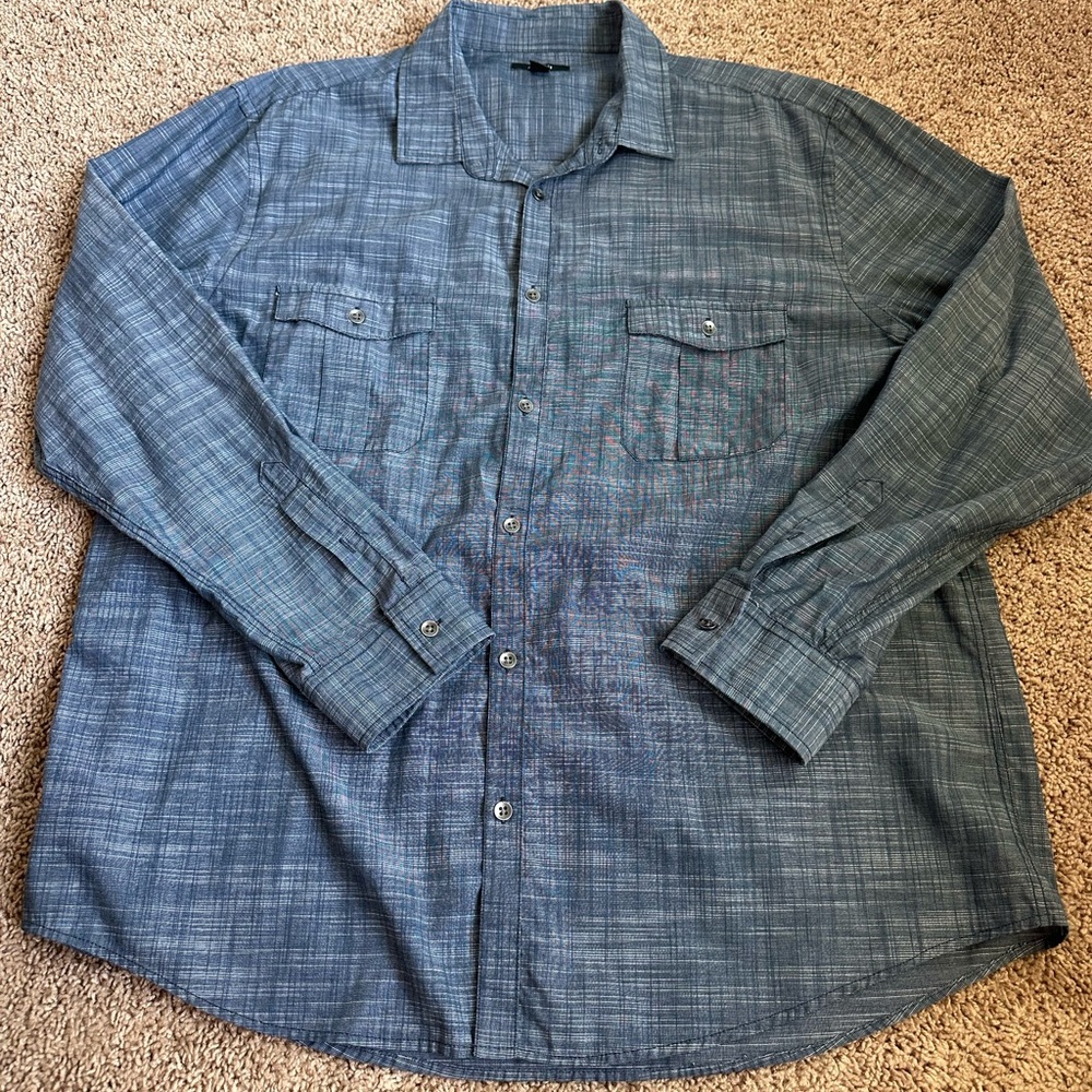 Alfani Men's Casual Blue Button Down Shirt